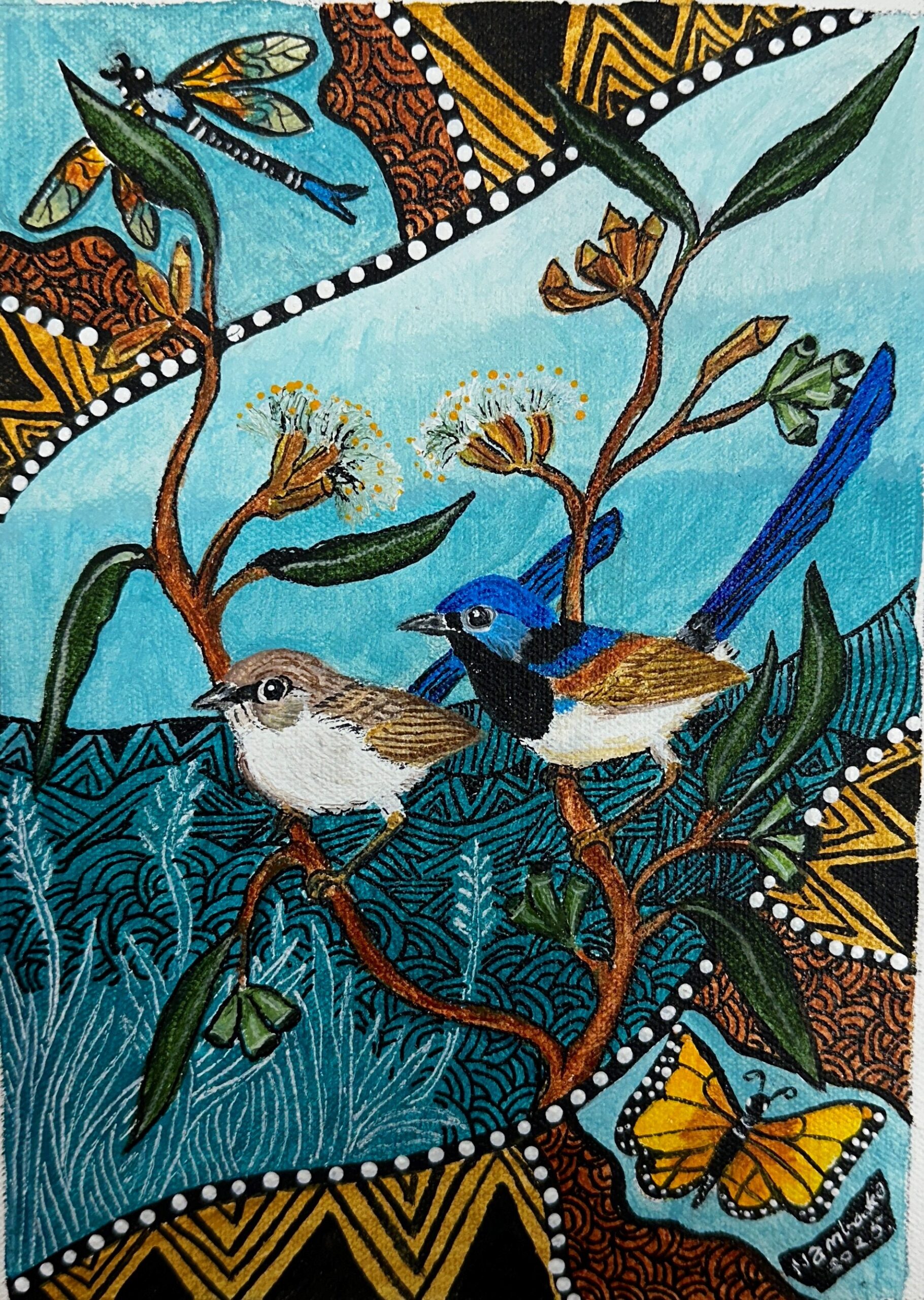 Variegated Fairy Wrens 77 Variegated Fairy Wrens - Paintings - Bea Nambooka Edwards