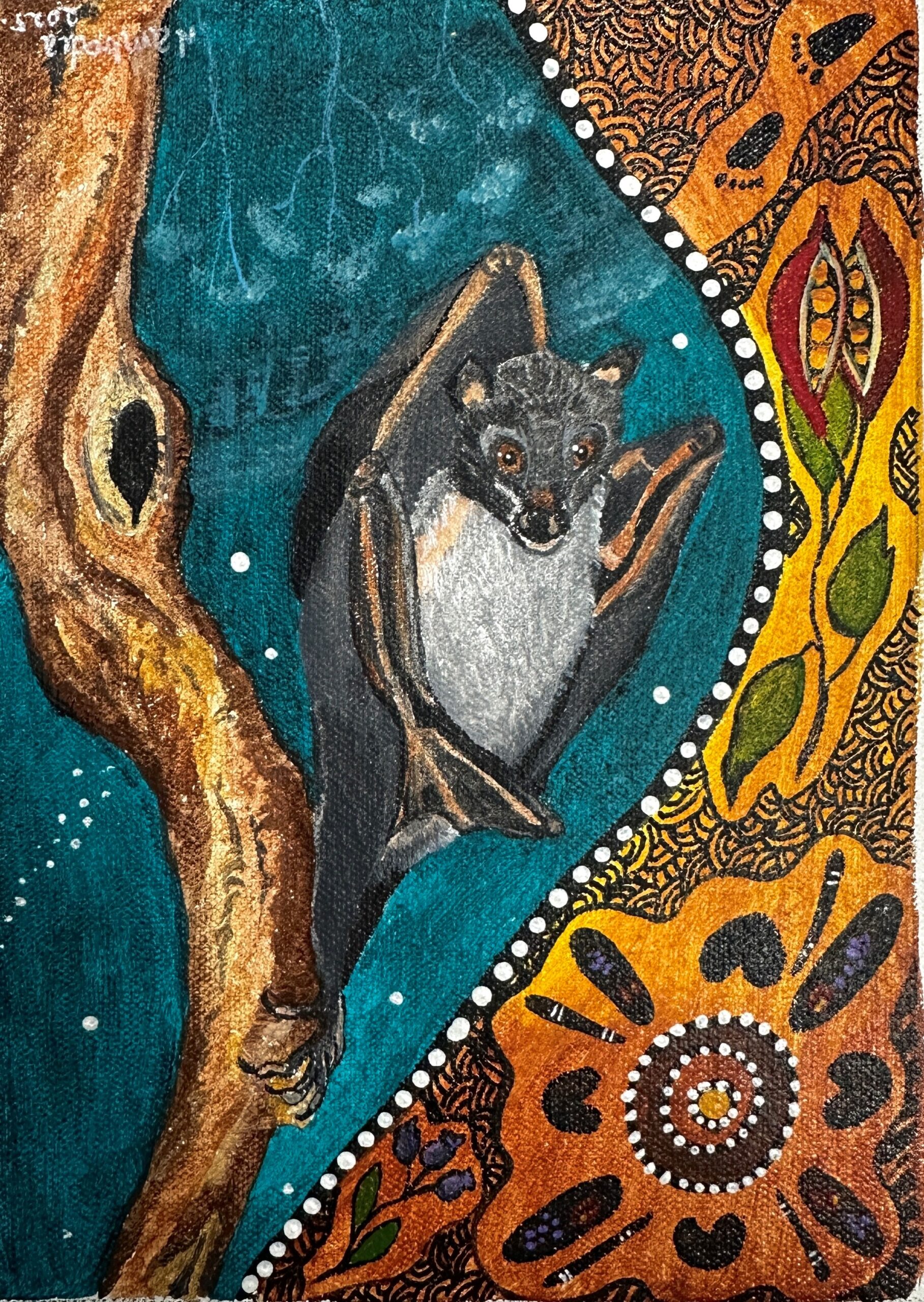 Bare-Backed Fruit Bat 76 Bare-Backed Fruit Bat - Painting - Bea Nambooka Edwards