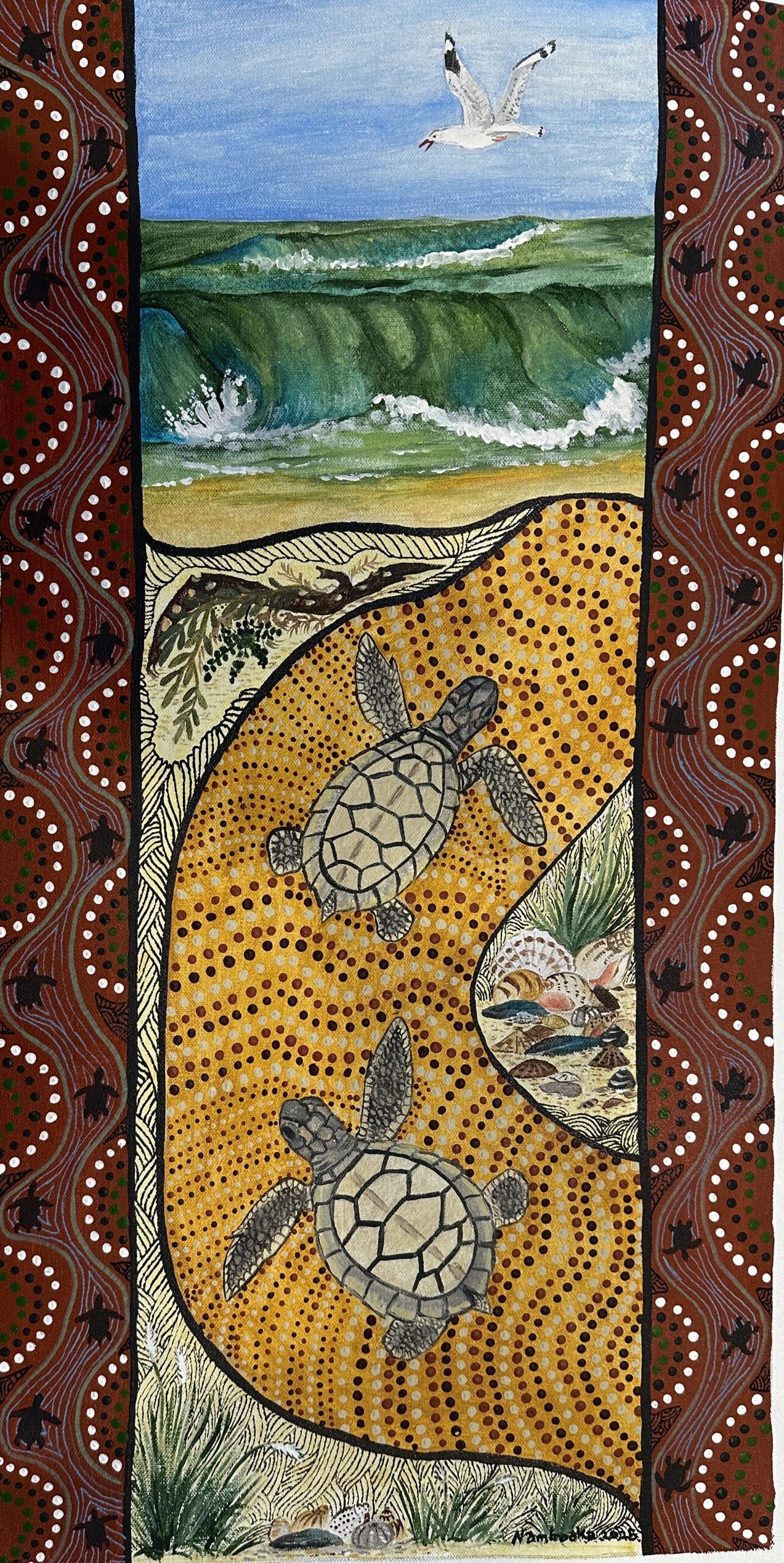 Turtle Hatchlings - Paintings - Bea Nambooka Edwards