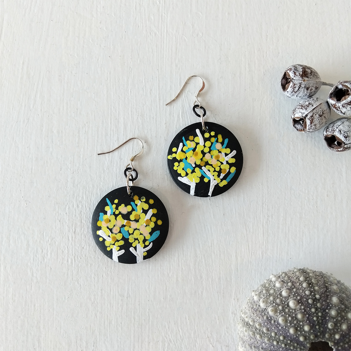 Black Wattle Earrings 1 129 Black Wattle Earrings 1 - Hand-crafted Jewellery - N'Dene Riley