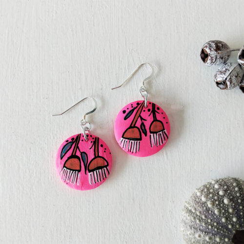 Pink Flowering Gum Earrings - Hand-crafted Jewellery - N'Dene Riley