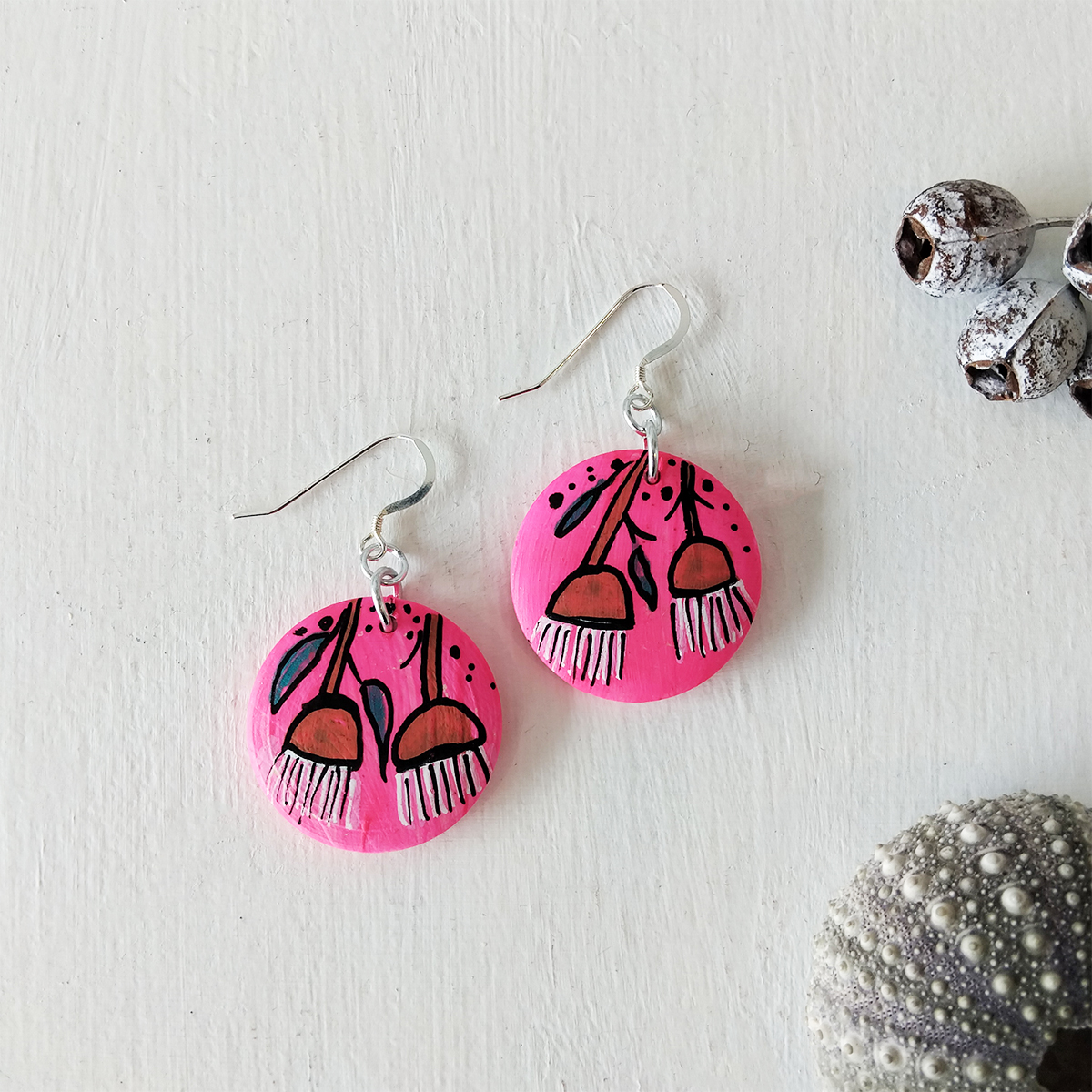 Pink Flowering Gum Earrings 134 Pink Flowering Gum Earrings - Hand-crafted Jewellery - N'Dene Riley