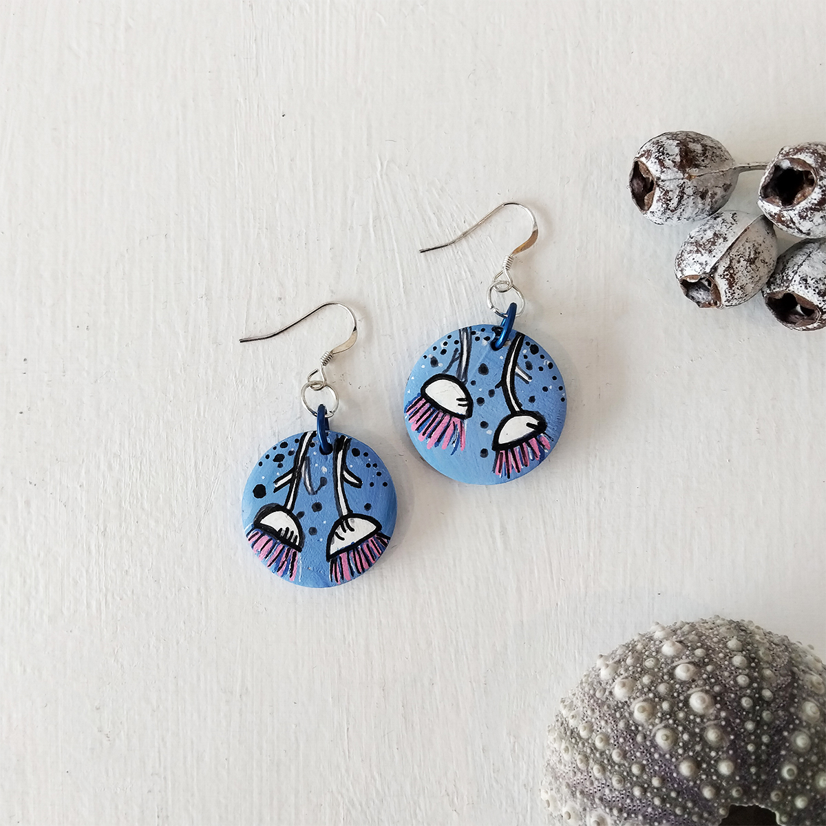 Blue Flowering Gum Earrings 121 Blue Flowering Gum Earrings - Hand-crafted Jewellery - N'Dene Riley