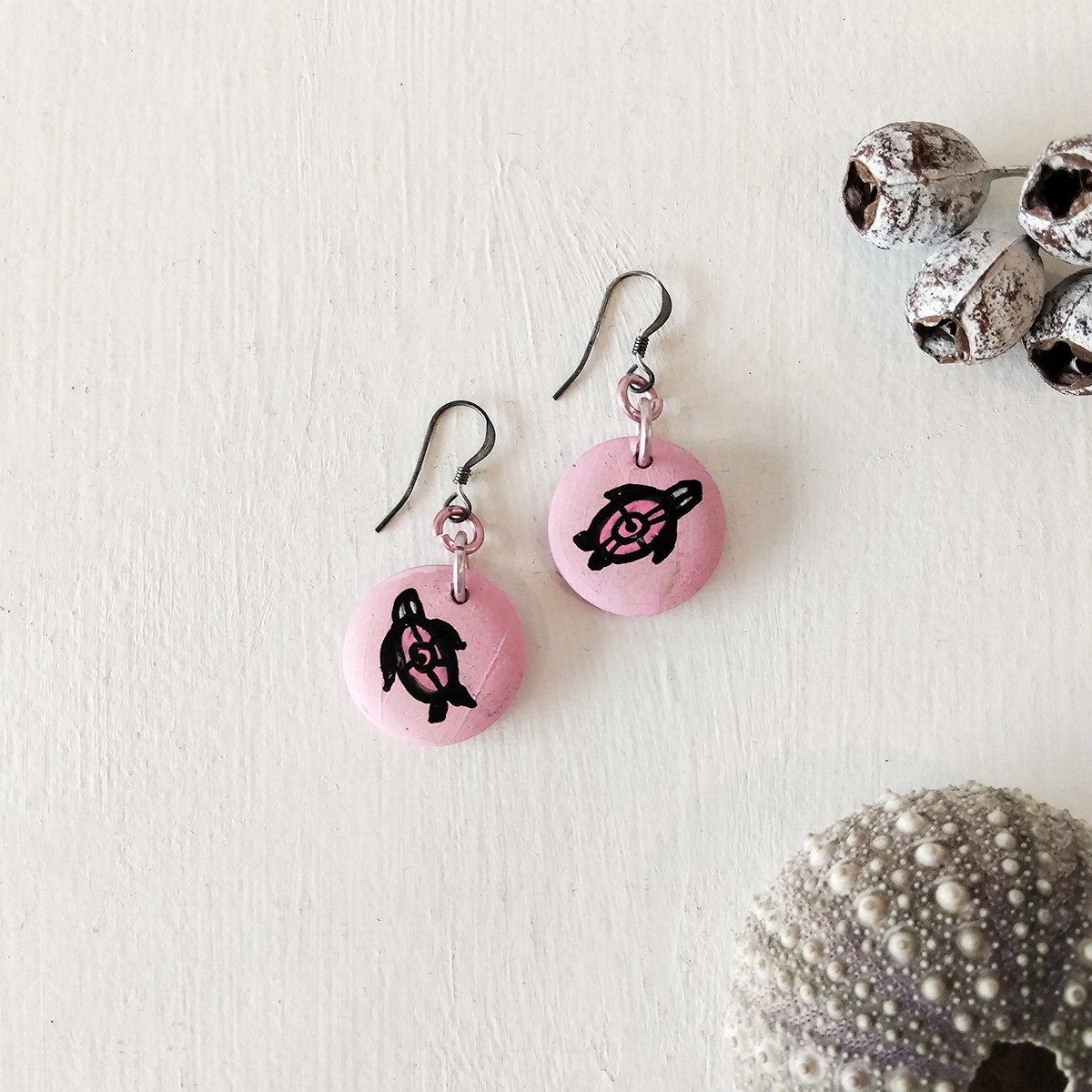 Pink Turtle Earrings 1 141 Pink Turtle Earrings 1 - Hand-crafted Jewellery - N'Dene Riley