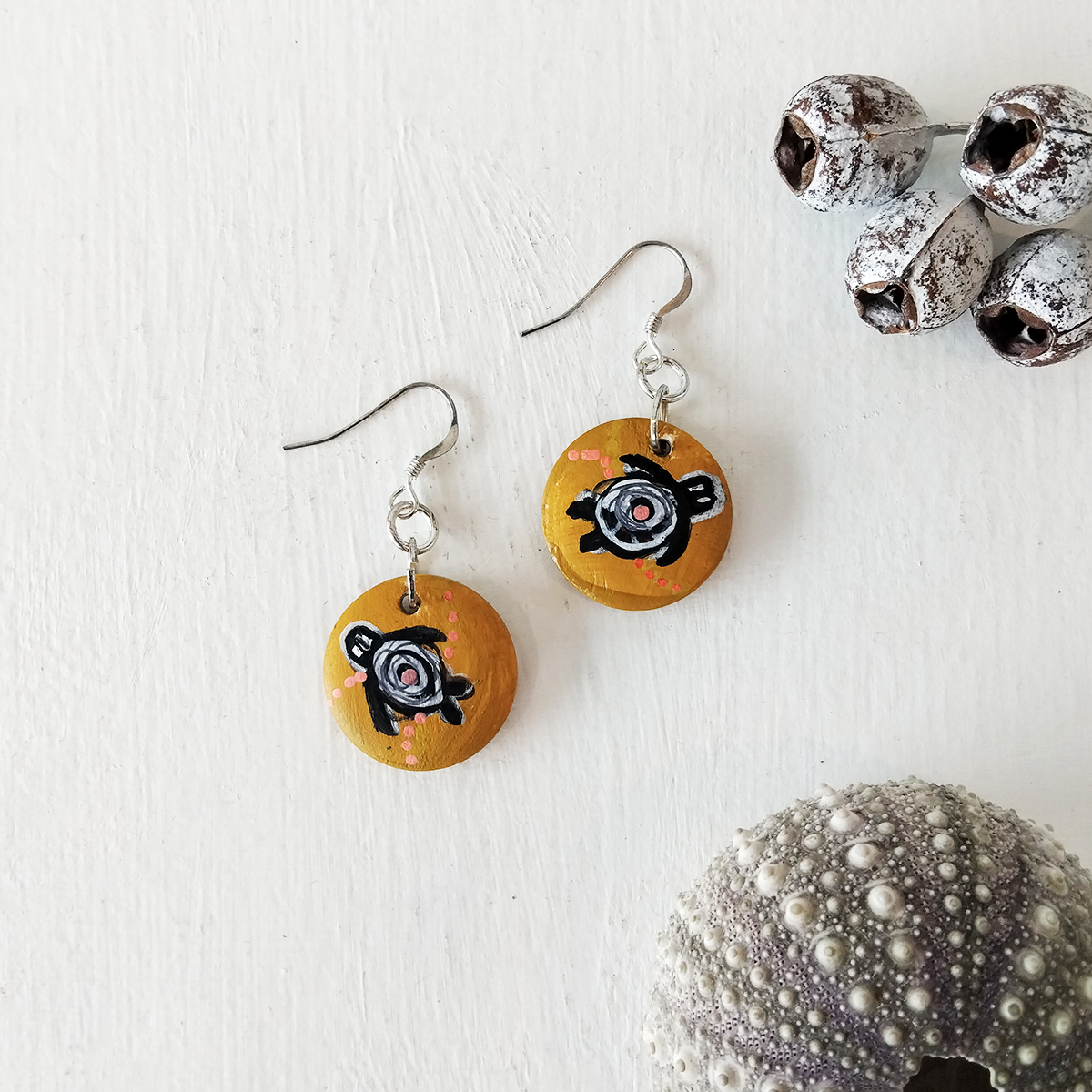 Yellow Turtle Earrings 130 Yellow Turtle Earrings - Hand-crafted Jewellery - N'Dene Riley