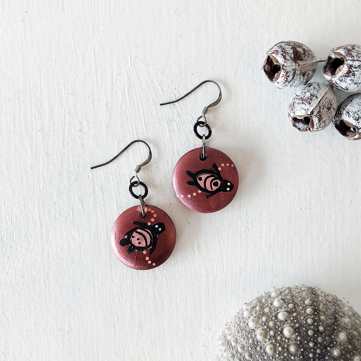 Ruby Turtle Earrings 117 Ruby Turtle Earrings - Hand-crafted Jewellery - N'Dene Riley