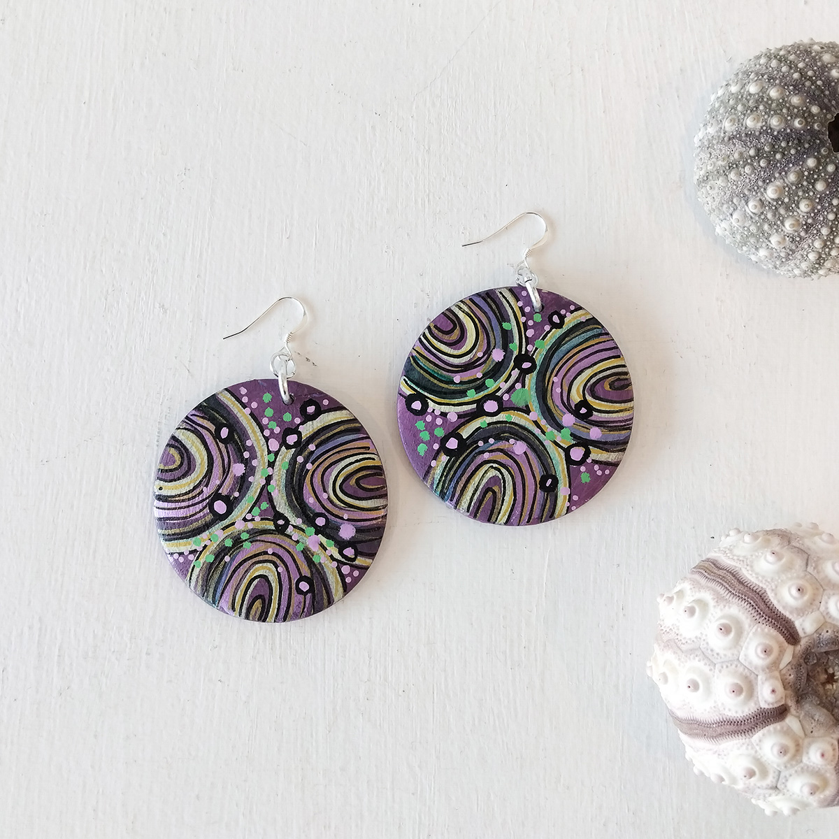 Large Purple Earrings 153 Large Purple Earrings - Hand-crafted Jewellery - N'Dene Riley