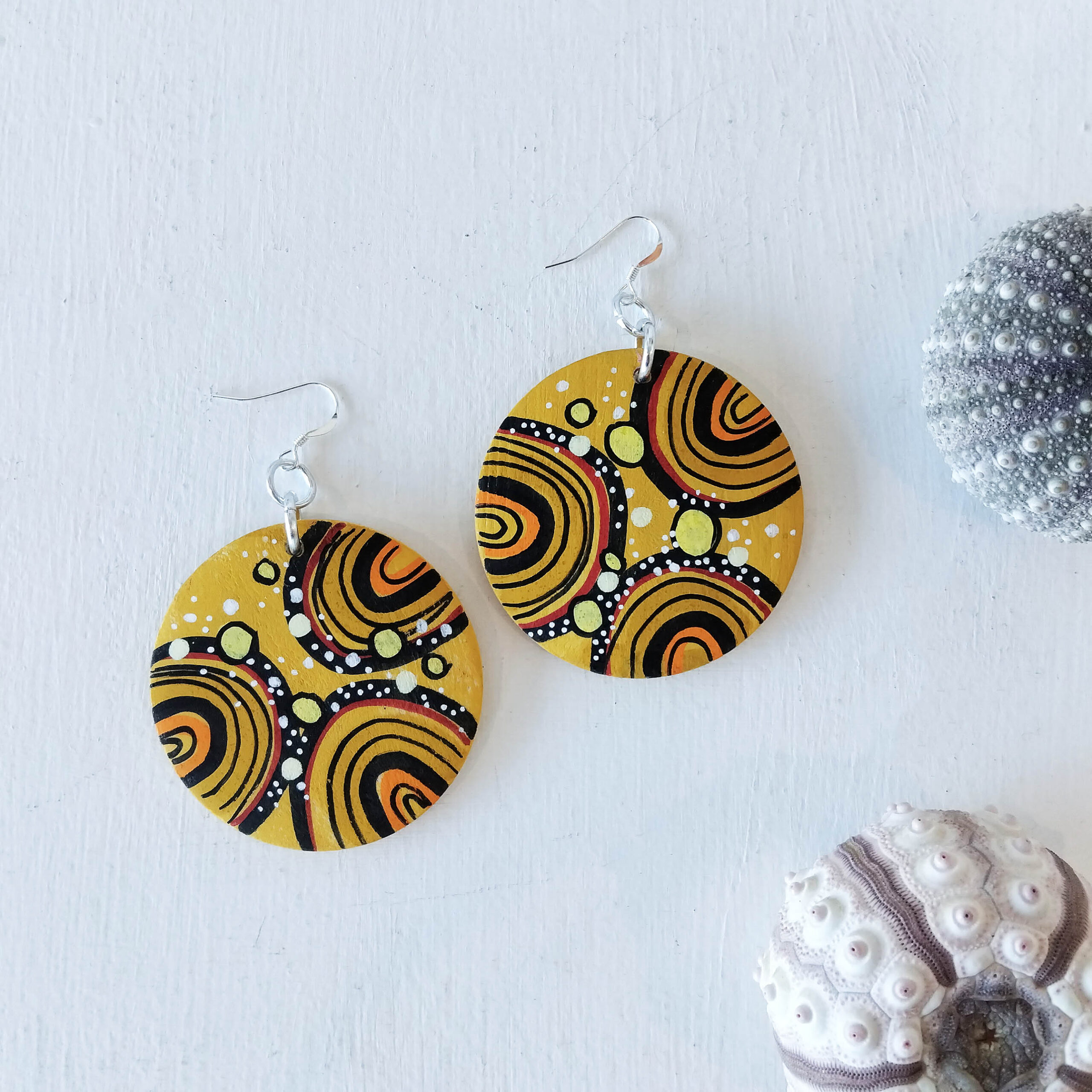 Large Yellow Earrings 160 Large Yellow Earrings - Hand-crafted Jewellery - N'Dene Riley