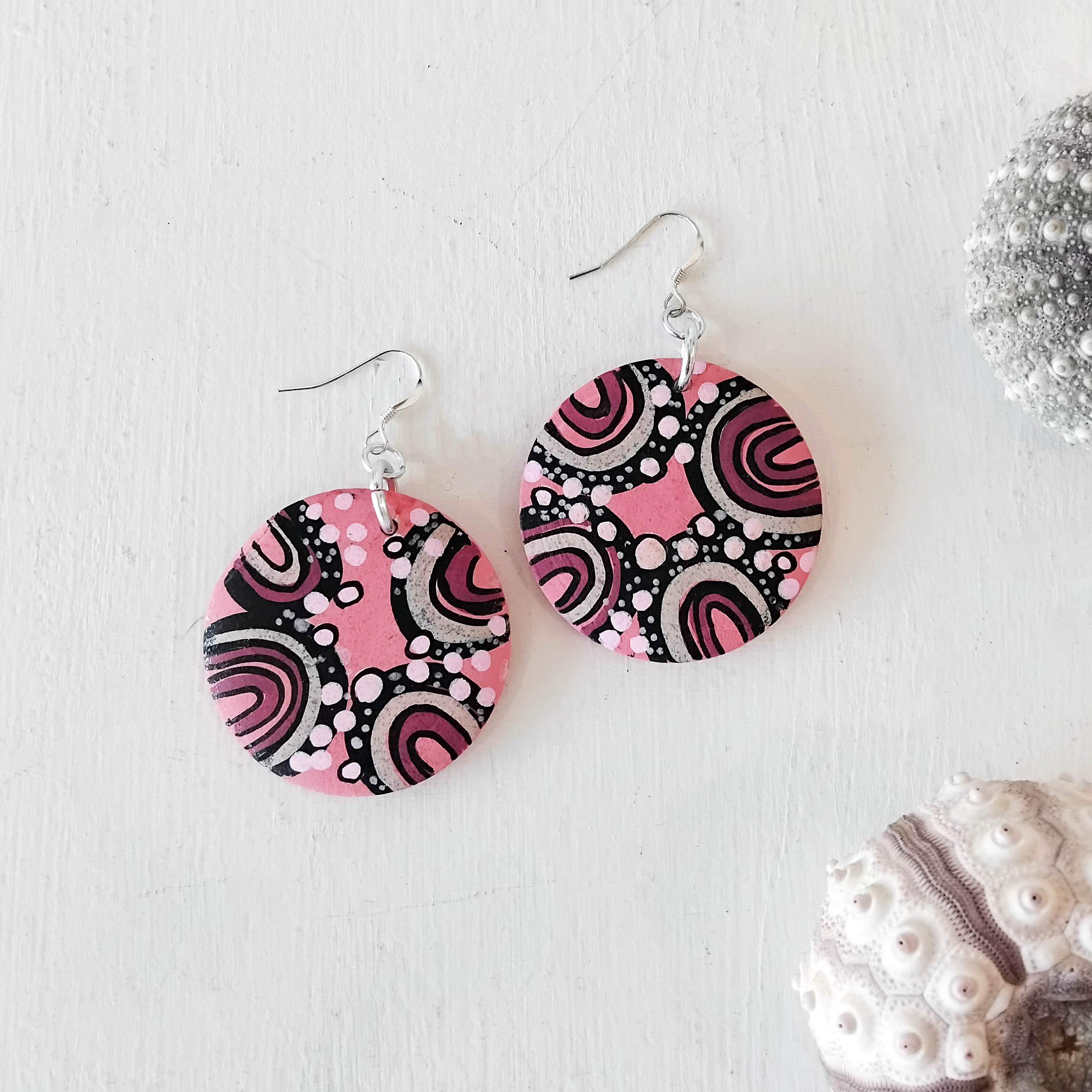 Medium Pink Earrings 161 Medium Pink Earrings - Hand-crafted Jewellery - N'Dene Riley