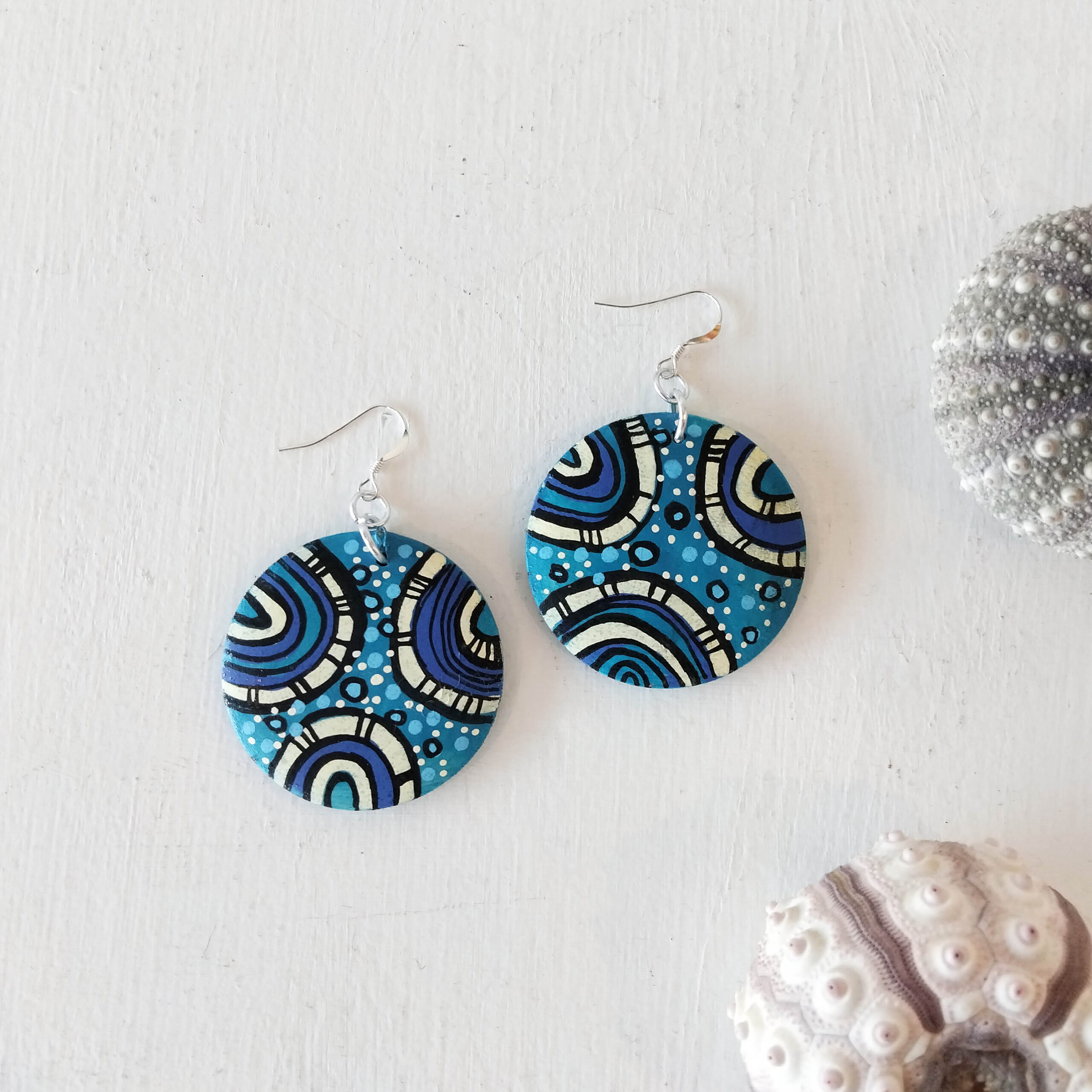 Medium Blue Earrings 157 Medium Blue Earrings - Hand-crafted Jewellery - N'Dene Riley