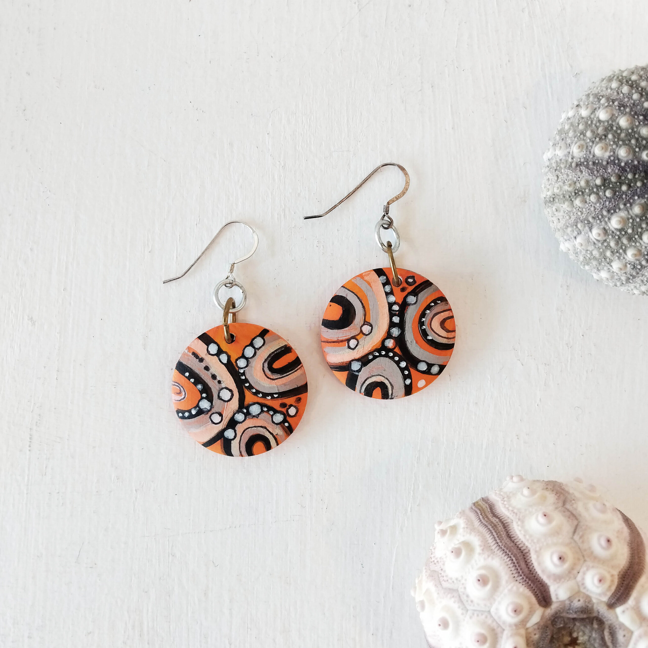 Small Orange Earrings 154 Small Orange Earrings - Hand-crafted Jewellery - N'Dene Riley