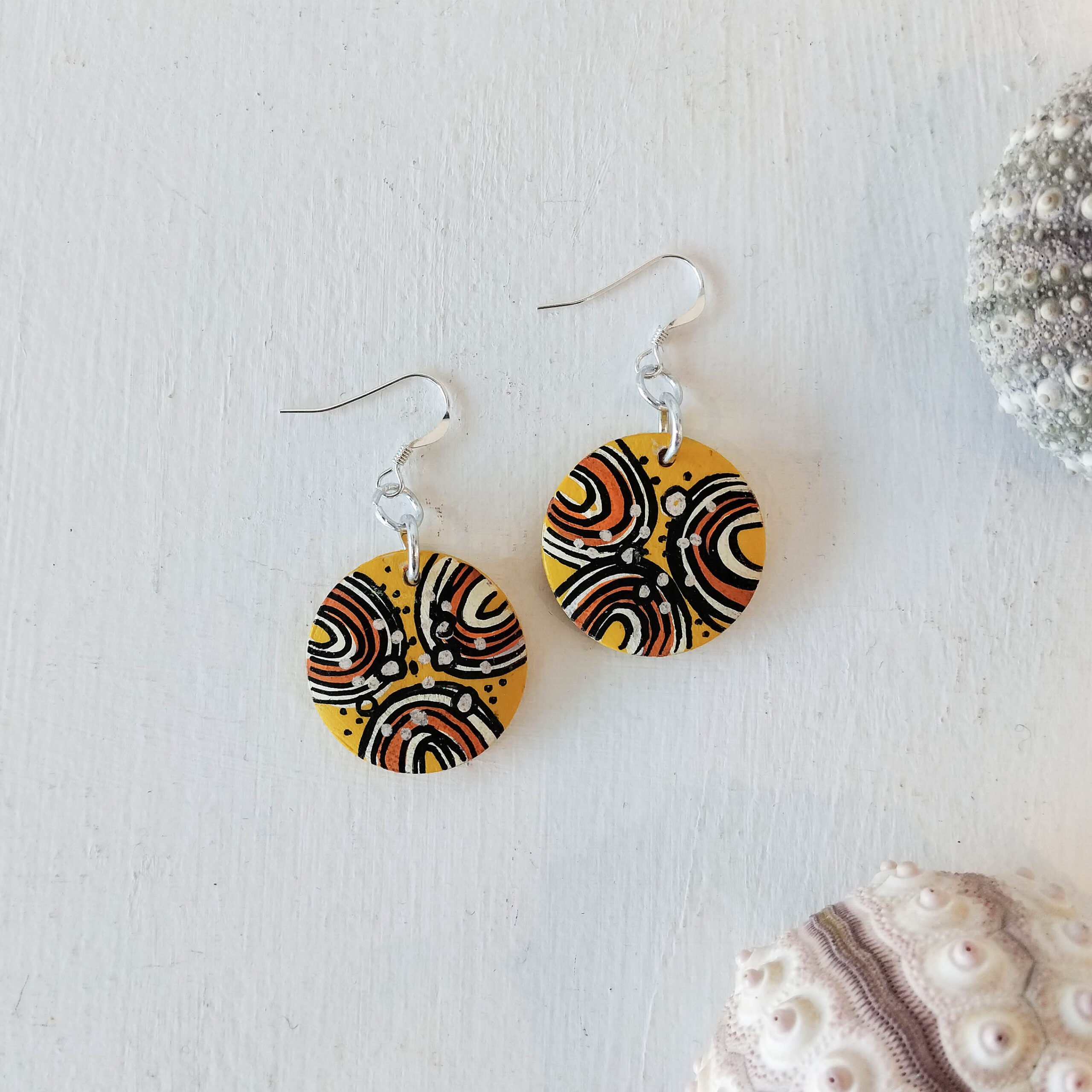 Small Yellow Earrings 155 Small Yellow Earrings - Hand-crafted Jewellery - N'Dene Riley