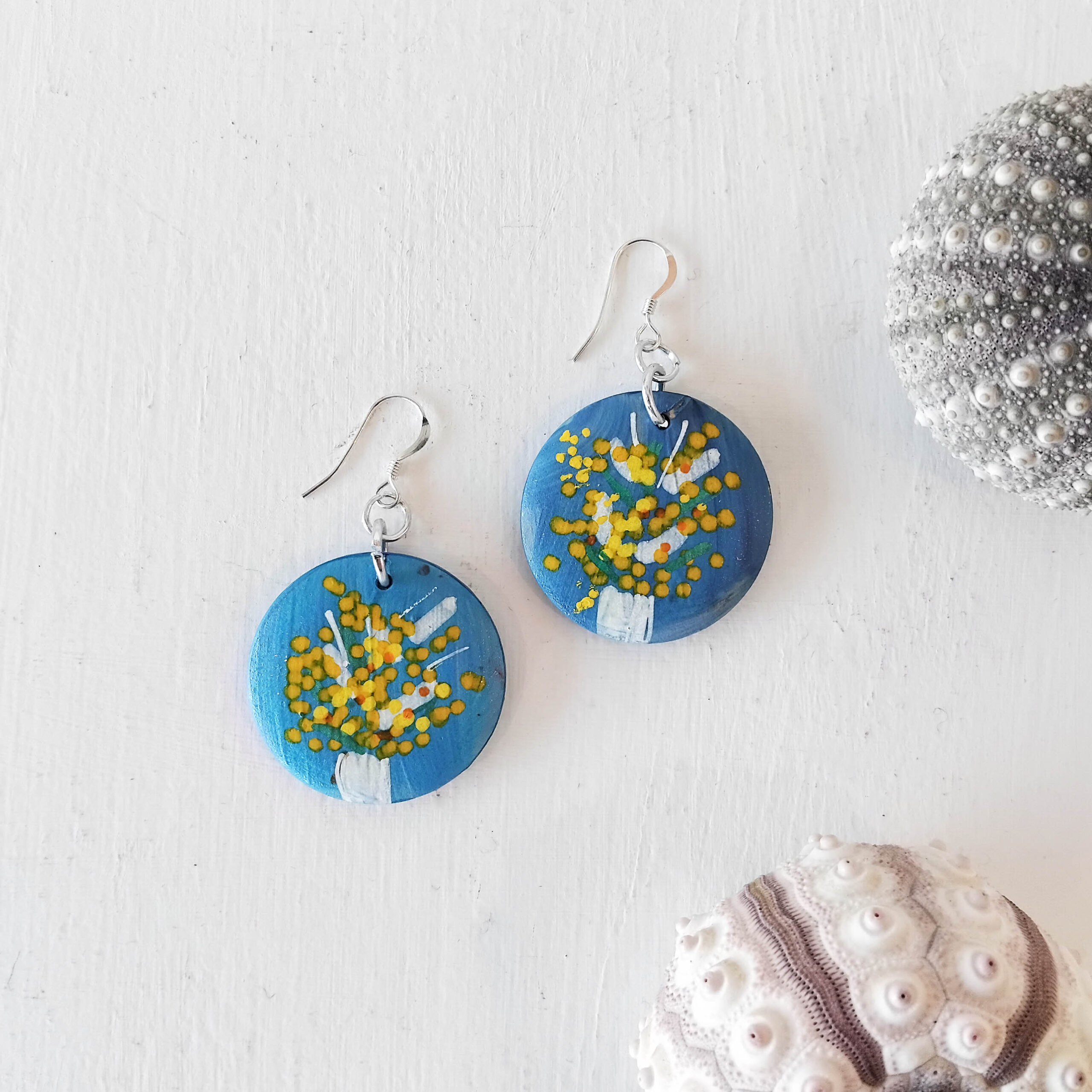 Small Blue Wattle Earrings 159 Small Blue Wattle Earrings - Hand-crafted Jewellery - N'Dene Riley