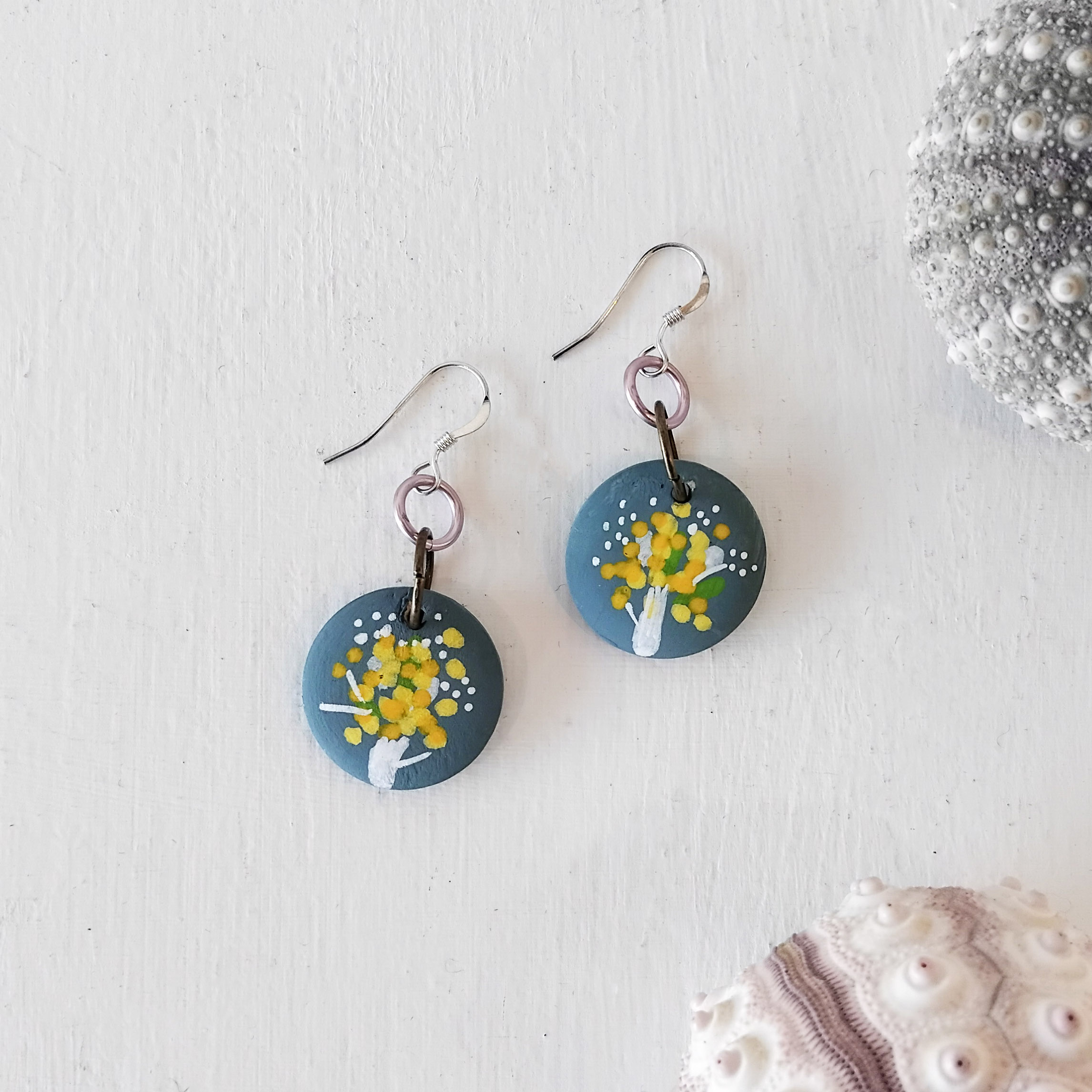 Mini Blue Wattle Earrings 162 Mini Blue Wattle Earrings - Hand-crafted Jewellery - N'Dene Riley