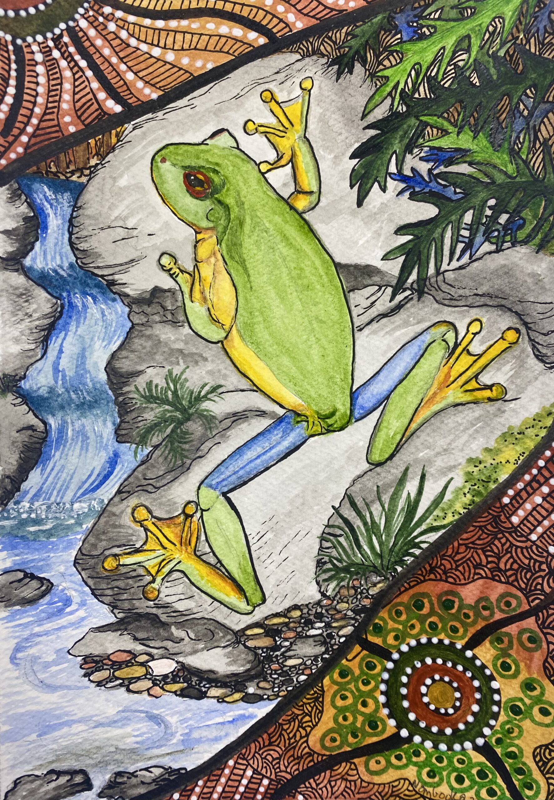 The Red Eyed Tree Frog 64 The Red Eyed Tree Frog - Paintings - Bea Nambooka Edwards