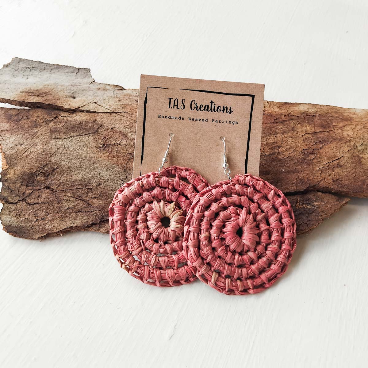 Pink Weaved Earrings 209 Pink Weaved Earrings - Hand-crafted Jewellery - Terrie Stewart