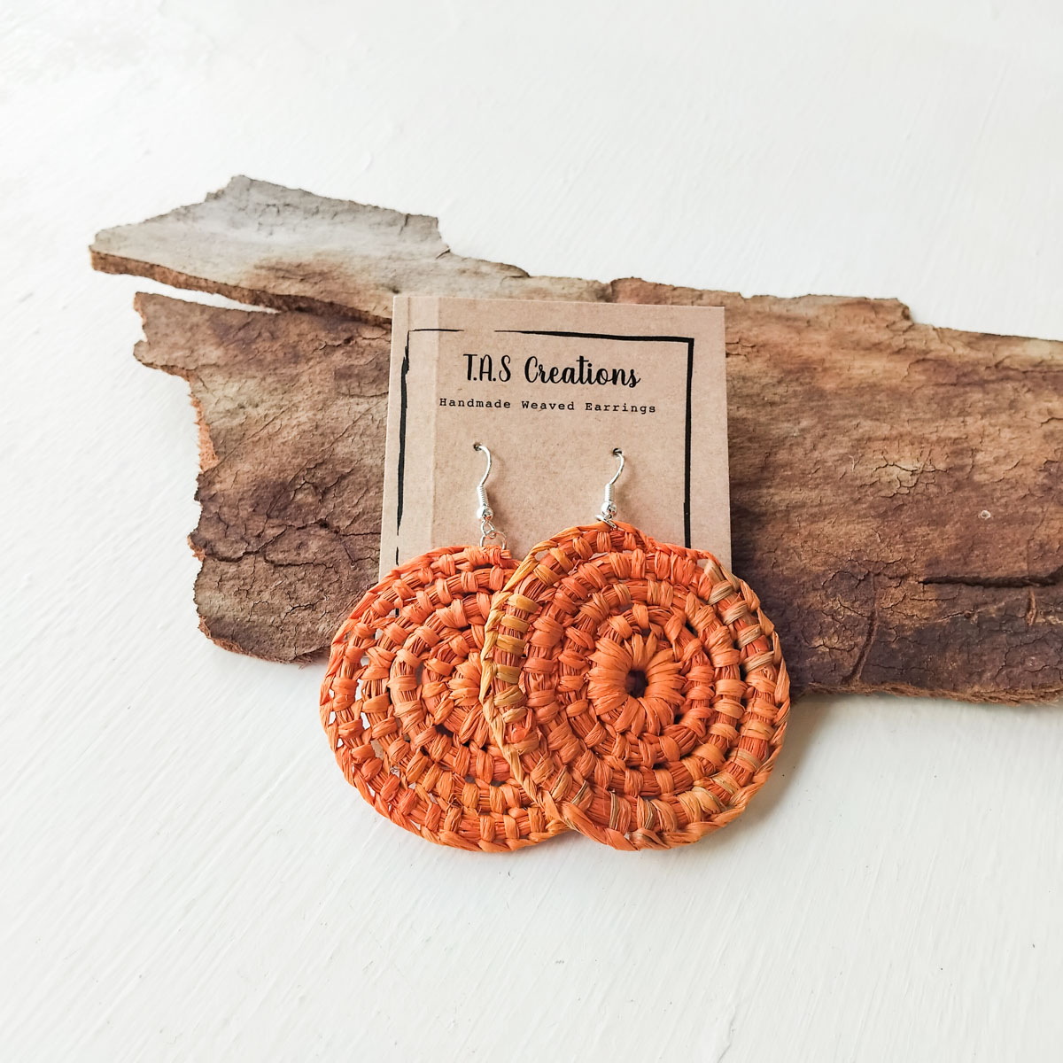 Orange Weaved Earrings 215 Orange Weaved Earrings - Hand-crafted Jewellery - Terrie Stewart