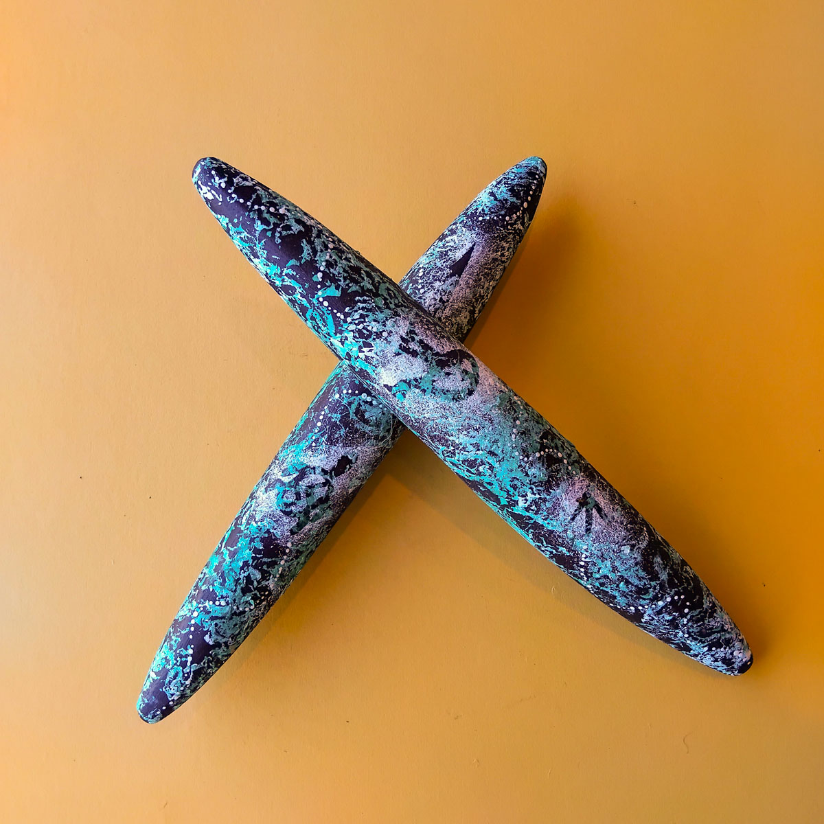 Large Green Clapsticks 267 Large Green Clapsticks - Cultural Items - Uncle Kevin Williams