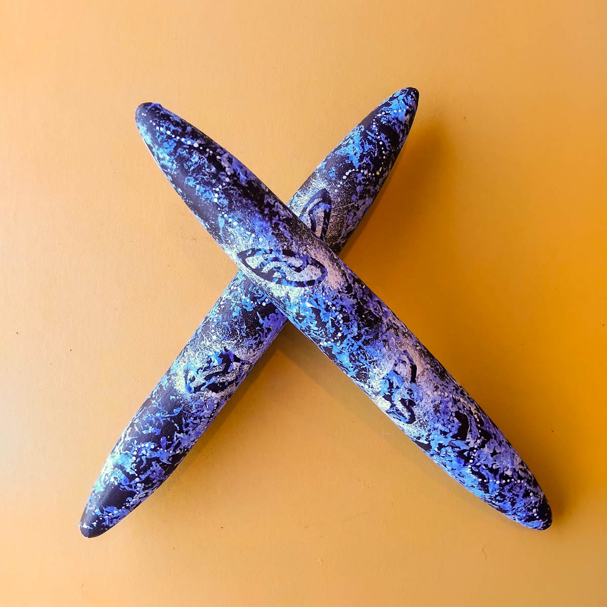 Large Blue Clapsticks 275 Large Blue Clapsticks - Cultural Items - Uncle Kevin Williams