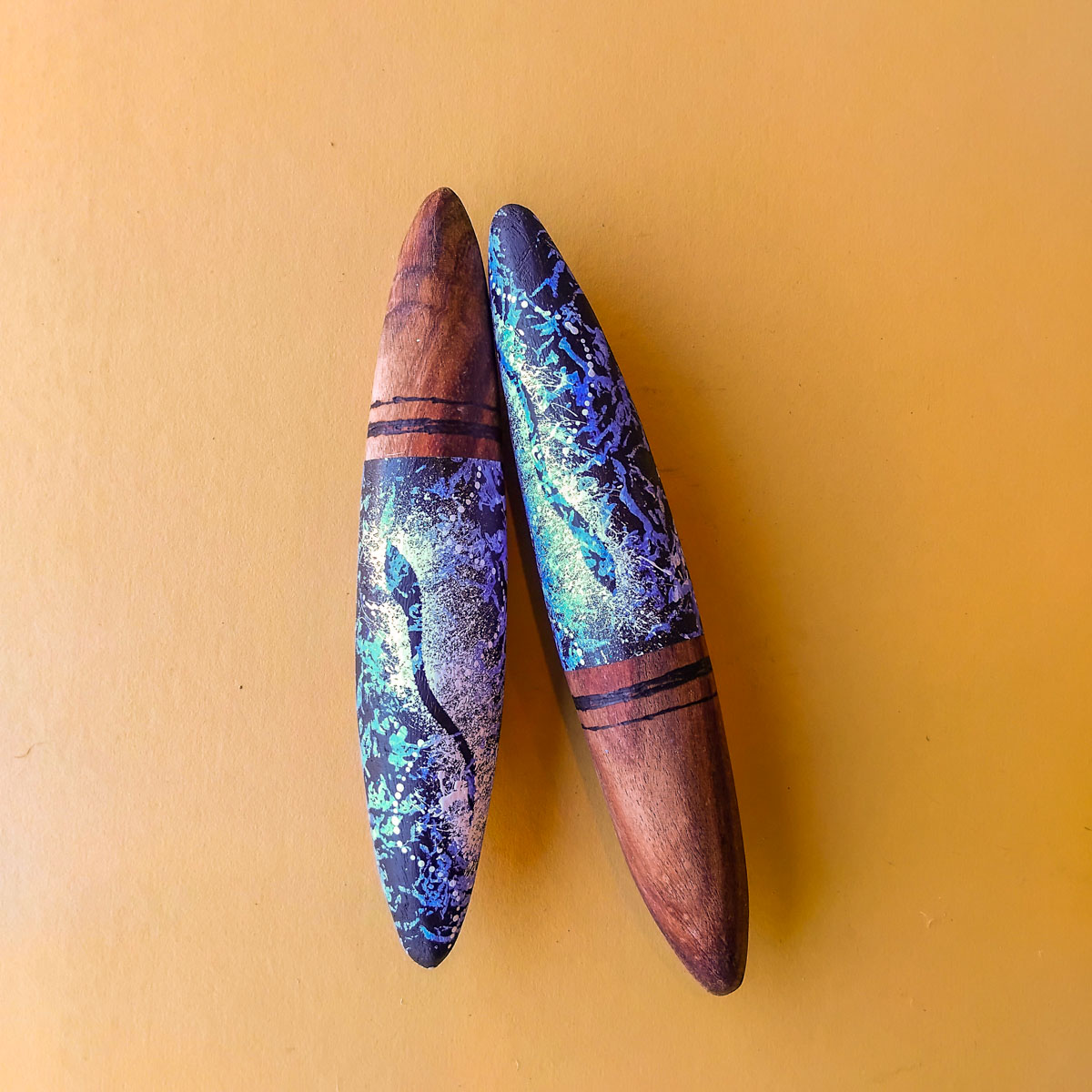 Small Blue Clapsticks 1 263 Small Blue Clapstick 1 - Cultural Items - Uncle Kevin Williams