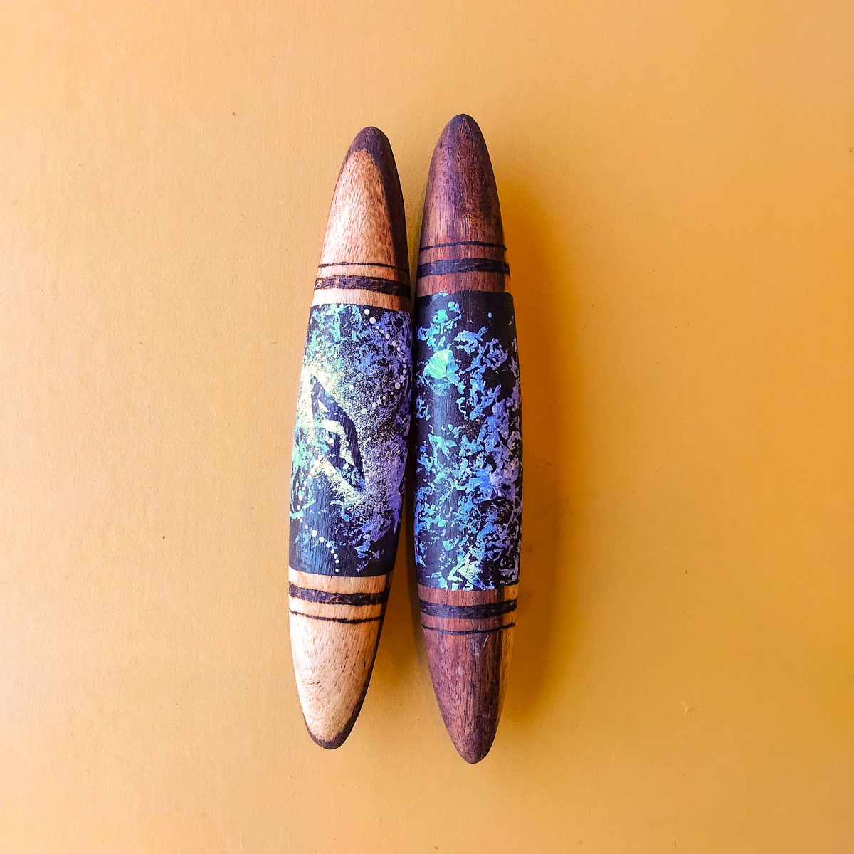 Small Blue Clapstick 2 279 Small Blue Clapstick 2 - Cultural Items - Uncle Kevin Williams