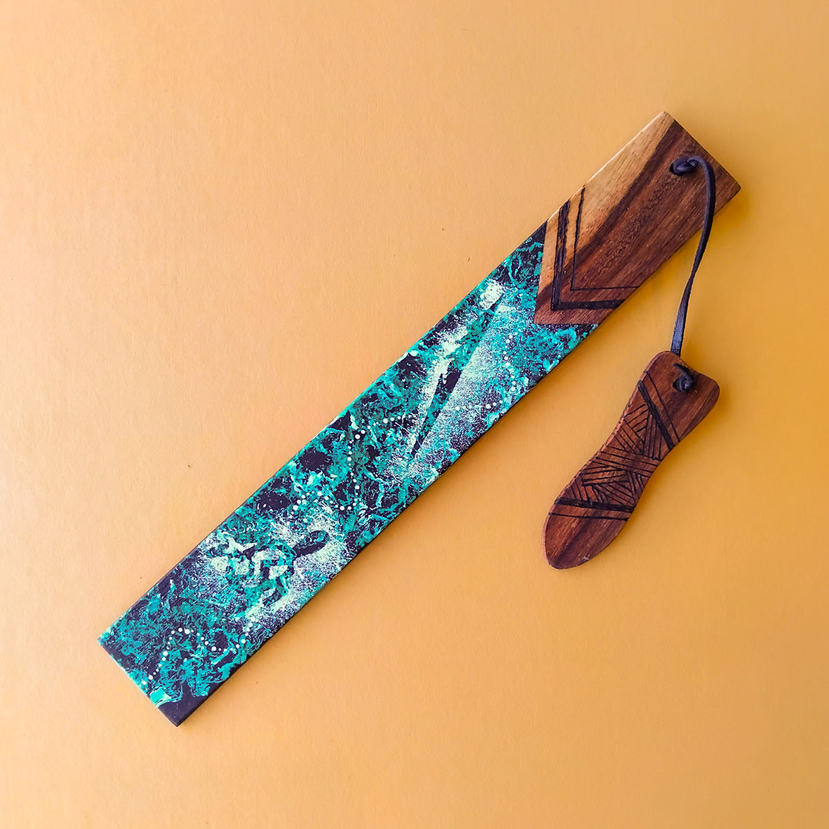 Green Turtle & Spear Bookmark 278 Green Turtle & Spear Bookmark - Cultural Items - Uncle Kevin Williams