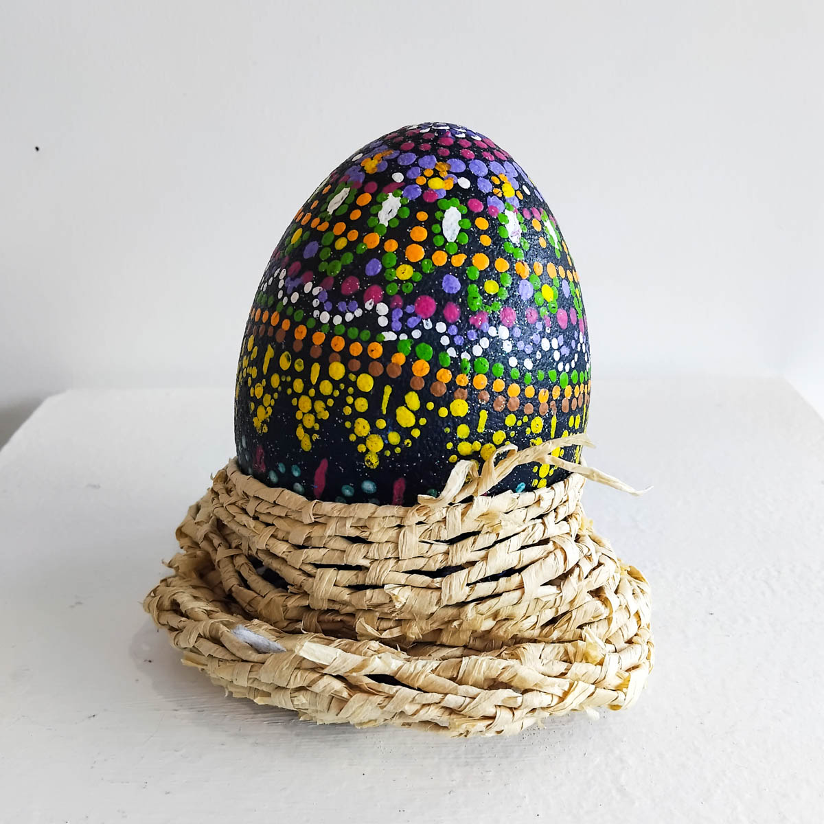 Happy Times Emu Egg 87 Happy Times Emu Egg - Cultural Items - Aunty Marice Henare