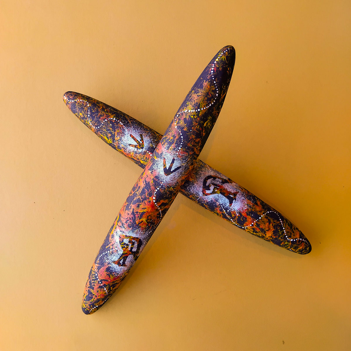 Large Orange Clapsticks 265 Large Orange Clapsticks - Cultural Items - Uncle Kevin Williams