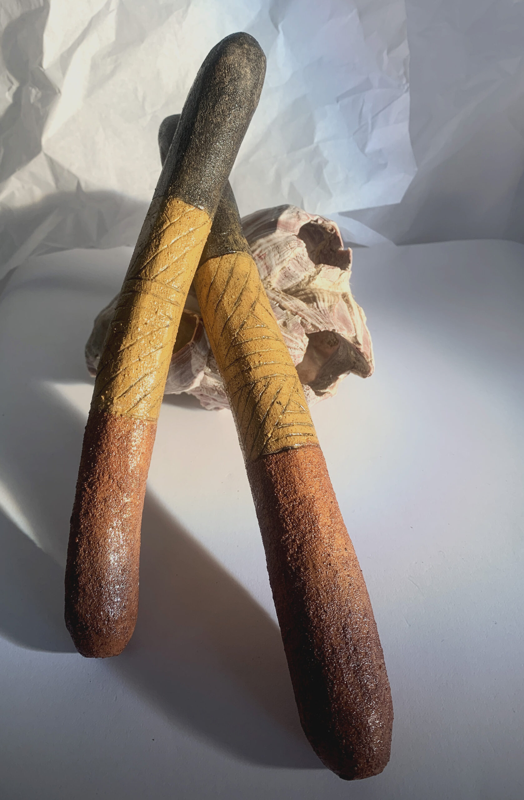 ochre clapsticks - Sculpture - Sammy Trist