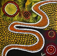 The Torryong Story, The Ovens River - Painting - Uncle Beamo  Graeme Beamish-Boddington